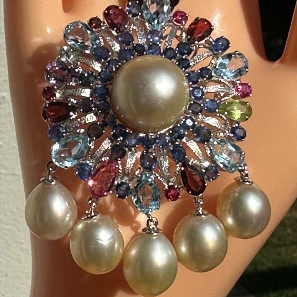 Southsea Pearl,Natural Sapphire,Period,Amethyst,Garnet,Spinel  Brooch/Pendent